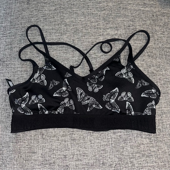 Victoria’s Secret Pink Black Butterfly Sports Bra Size Small - Picture 3 of 5